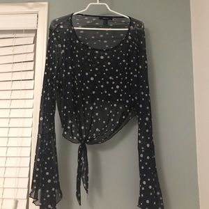 Forever 21 Blue and White Polka-Dot Crop Top